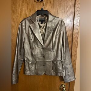 Genuine Leather Bronze Jacket Blazer sz Large . Perfect for the Holidays!